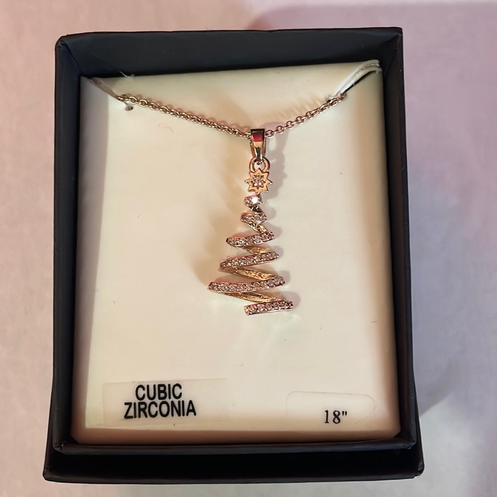 Rose Gold Christmas tree necklace